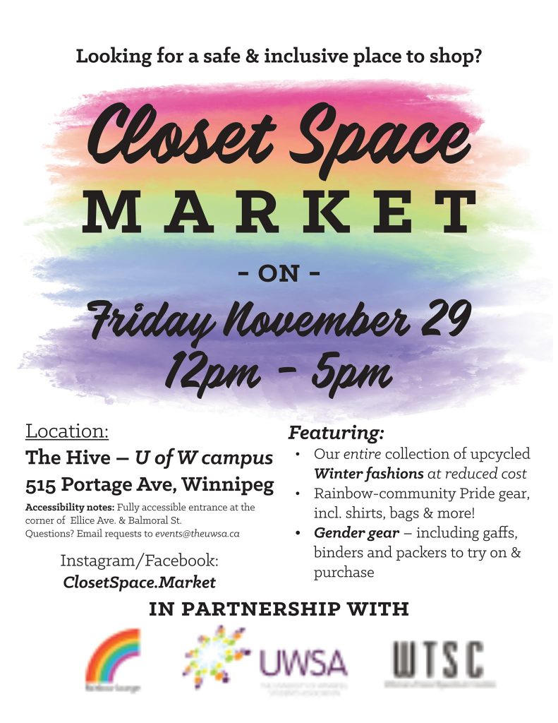 A poster promoting closet space market taking place in the The Hive on Friday, November 29 from 12 - 5 PM